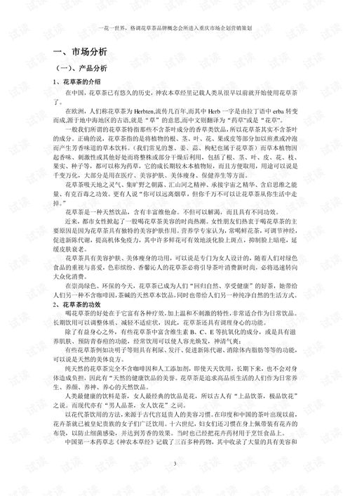 格调花草茶品牌营销策划方案商业计划书